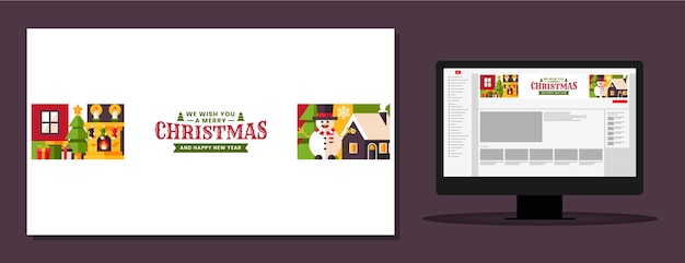 Free Vector christmas season celebration youtube channel art