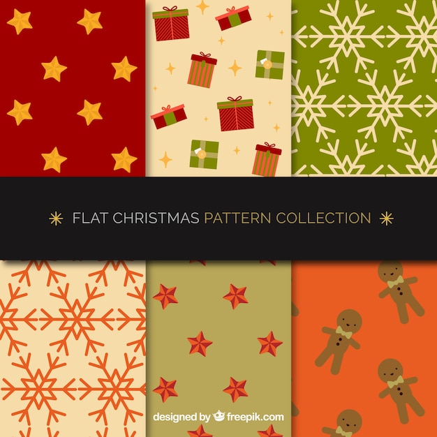 Free Vector christmas set of patterns in flat design