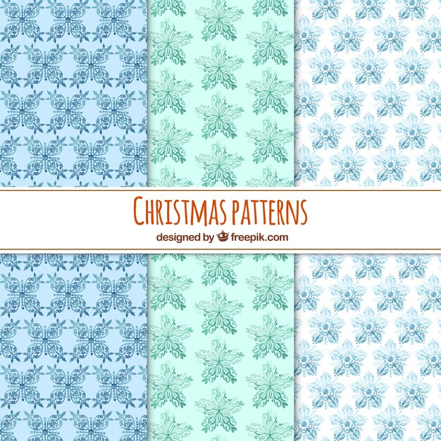 Christmas set of patterns with snowflakes