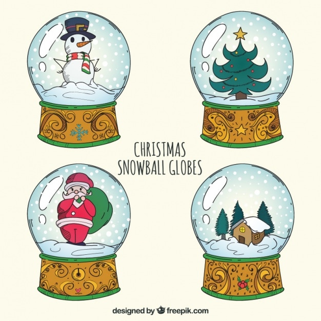 Free Vector christmas snow globes collection