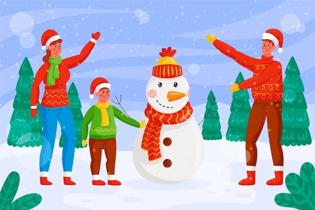 Christmas snow scene illustration