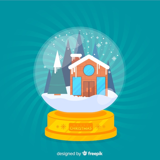 Christmas snowball globe concept in flat style