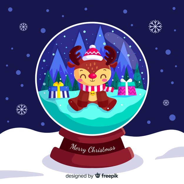 Christmas snowball globe in flat design