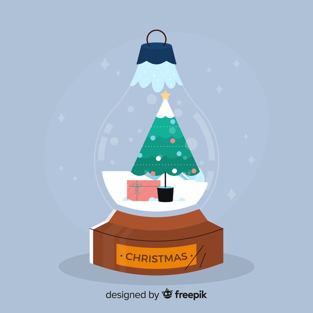 Christmas snowball globe in flat design