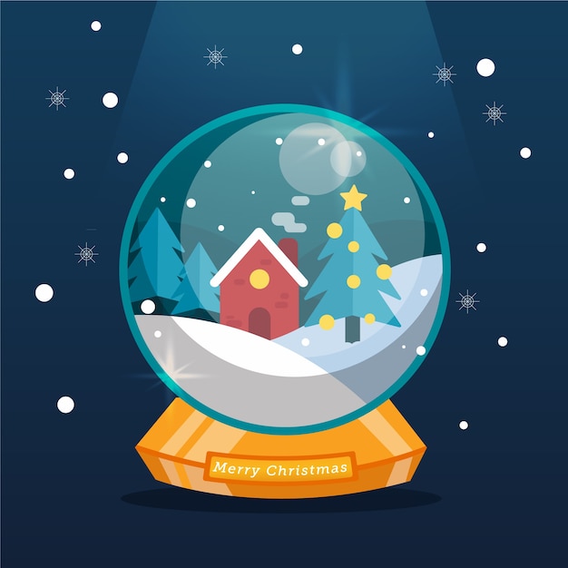 Free Vector christmas snowball globe in flat design