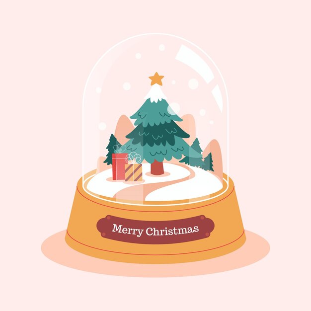 Christmas snowball globe in flat design