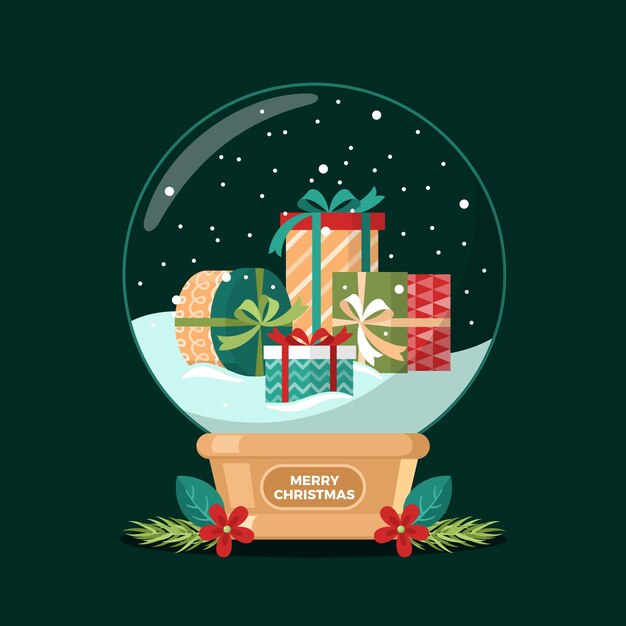 Christmas snowball globe in flat design