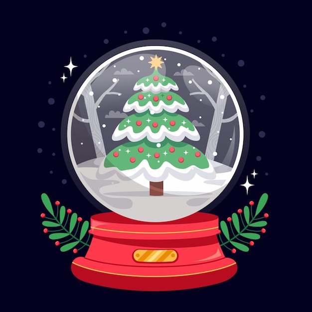 Christmas snowball globe in flat design