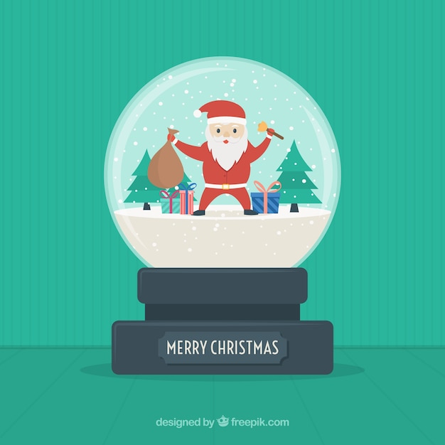 Free Vector christmas snowglobe of santa claus 