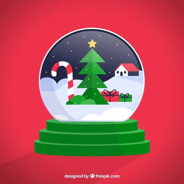 Christmas snowglobe with landscape