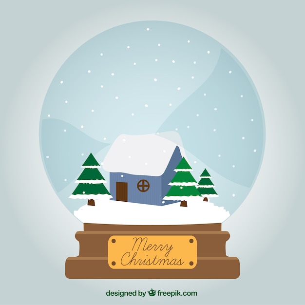 Free Vector christmas snowglobe with winter landscape