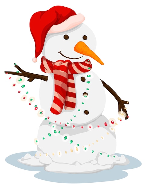 Christmas snowman in cartoon style