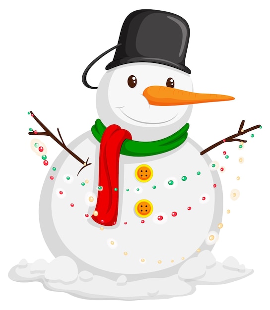 Free Vector christmas snowman in cartoon style