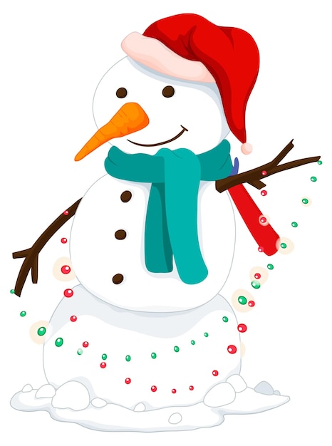 Free Vector christmas snowman in cartoon style