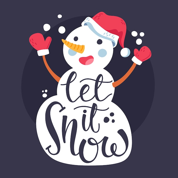 Christmas snowman character with lettering