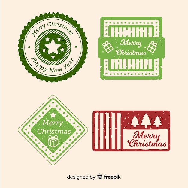 Free vector christmas stamp collection