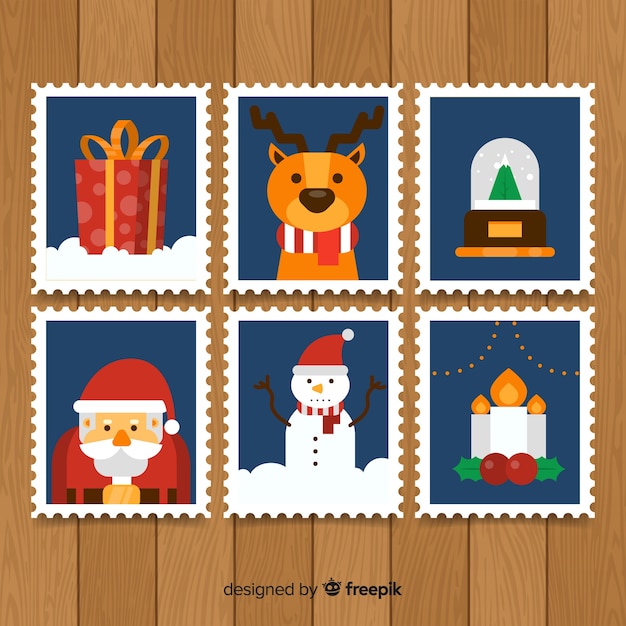 Free Vector christmas stamp collection