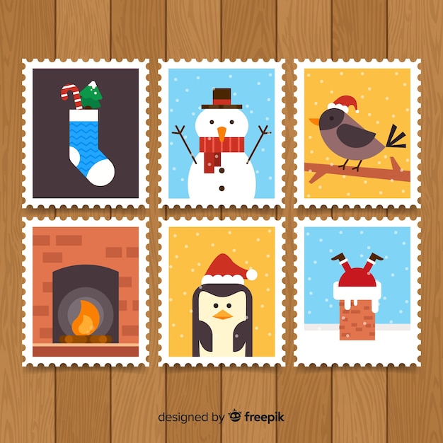 Free vector christmas stamp pack