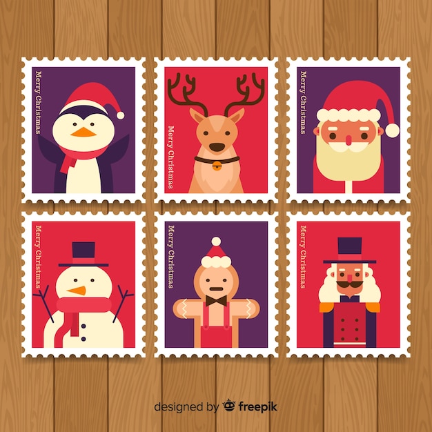 Free Vector christmas stamp pack