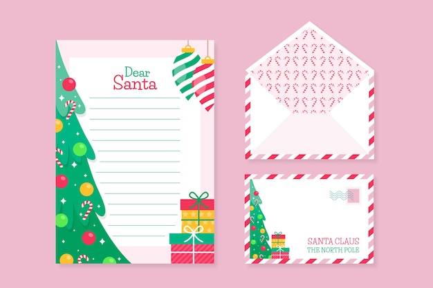 Christmas stationery template in flat design