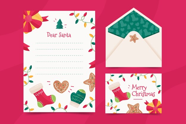 Christmas stationery template in flat design