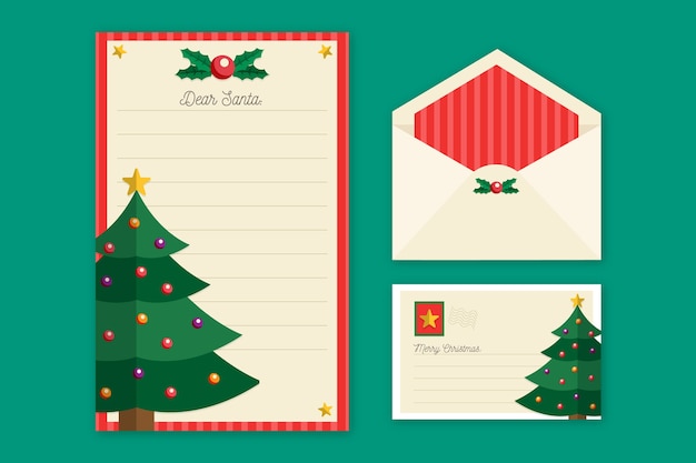 Christmas stationery template in flat design