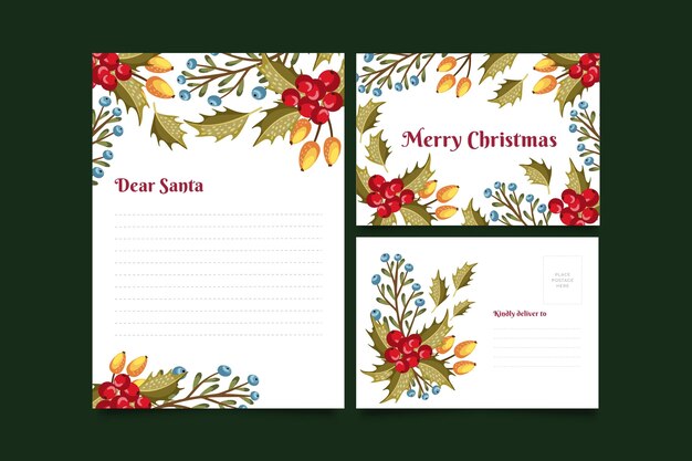 Christmas stationery template in flat design