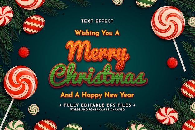 Christmas text effect with candies