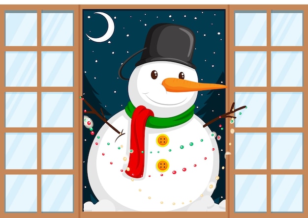 Free Vector christmas theme snowman at the door