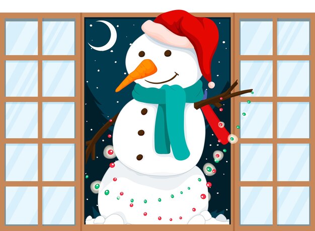 Christmas theme snowman at the door