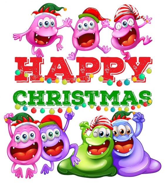 Free Vector christmas theme with aliens at party