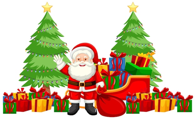 Christmas theme with Santa and many presents