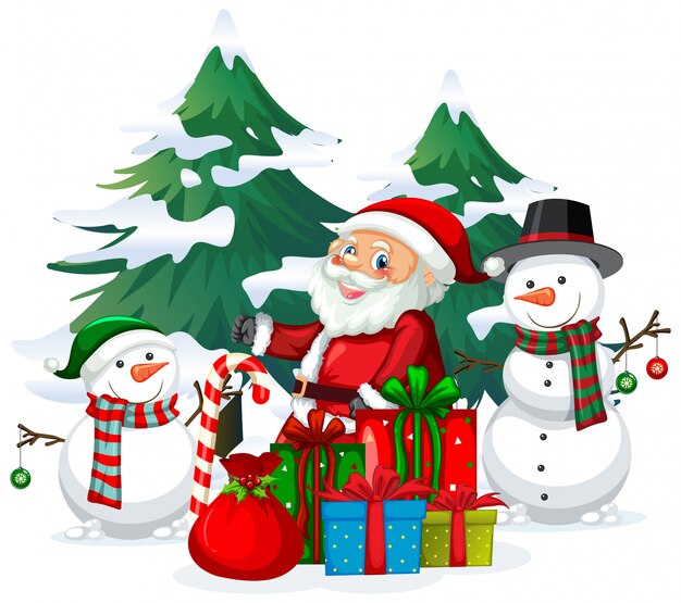 Christmas theme with Santa and snowman