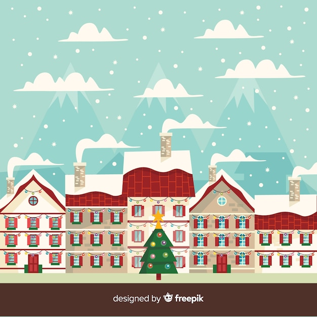 Free vector christmas town background