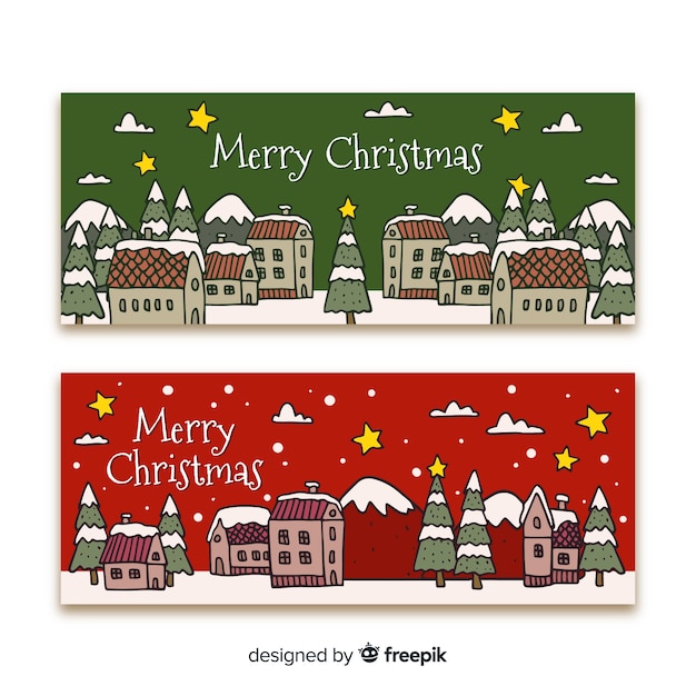 Free vector christmas town banner