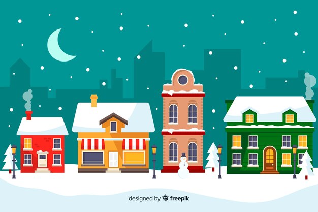 Christmas town in flat design