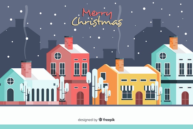 Christmas town in flat design