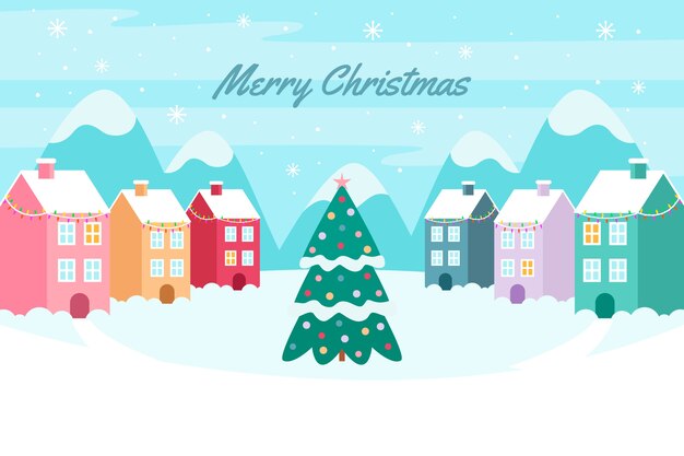 Christmas town in flat design