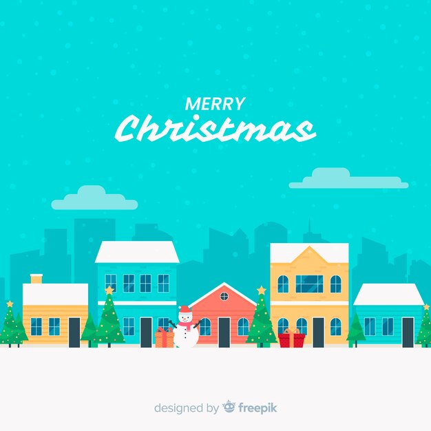 Christmas town in flat design