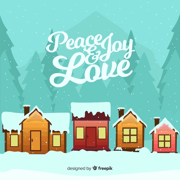 Free Vector christmas town in hand drawn design