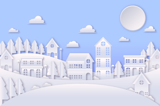 Free Vector christmas town in paper style