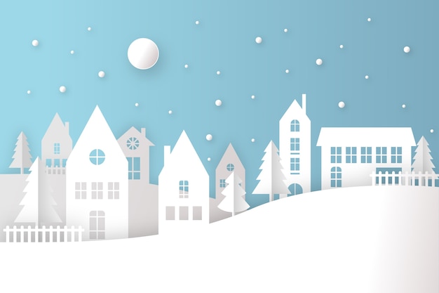 Free Vector christmas town in paper style