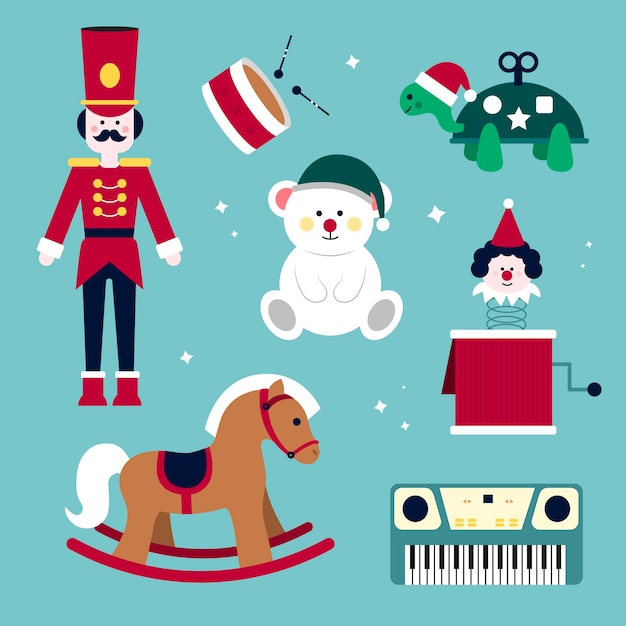 Christmas toy collection in flat design