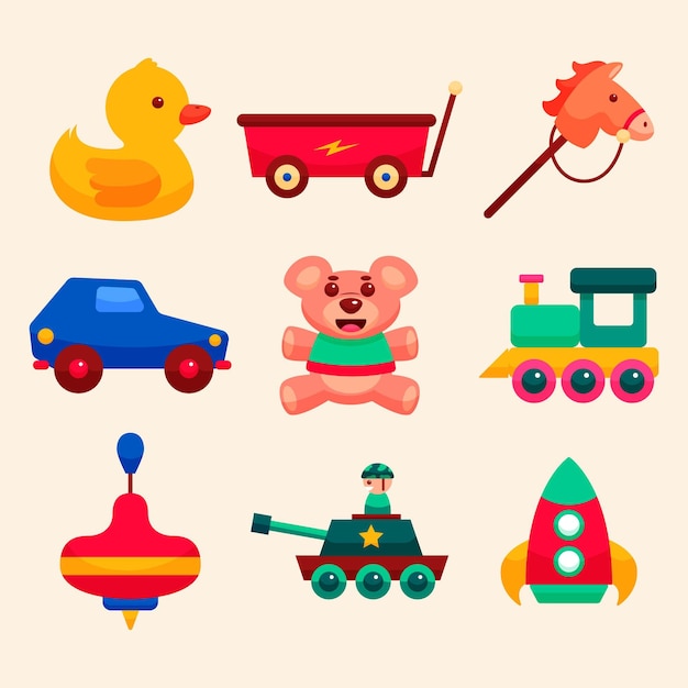 Christmas toy collection in flat design