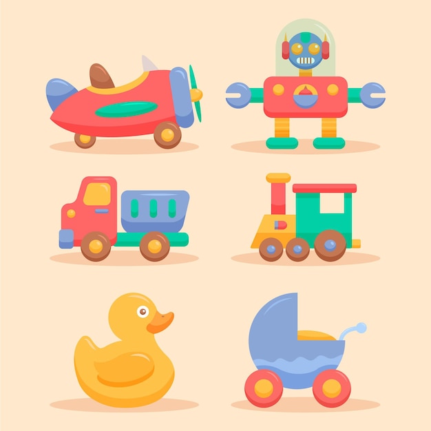 Christmas toy collection in flat design