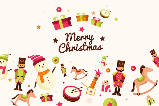 Christmas toys background in flat design