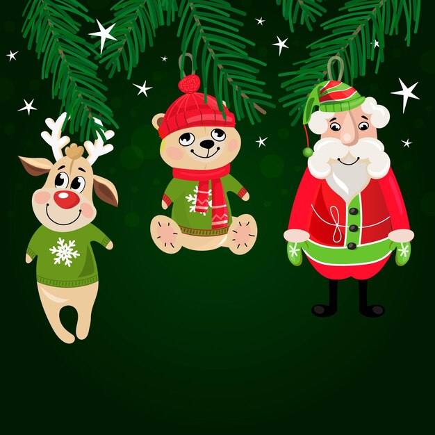 Christmas toys background in flat design