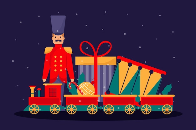 Christmas toys background in flat design