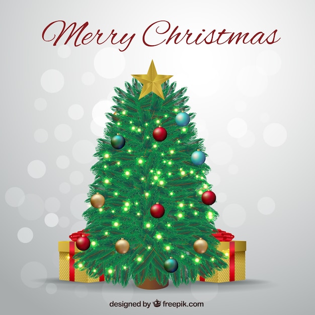 Christmas tree background with gifts