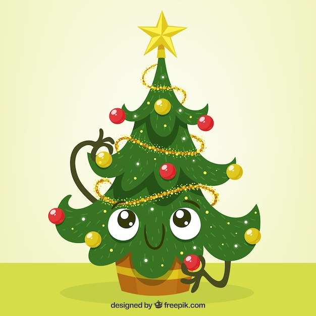 Christmas tree in cartoon style